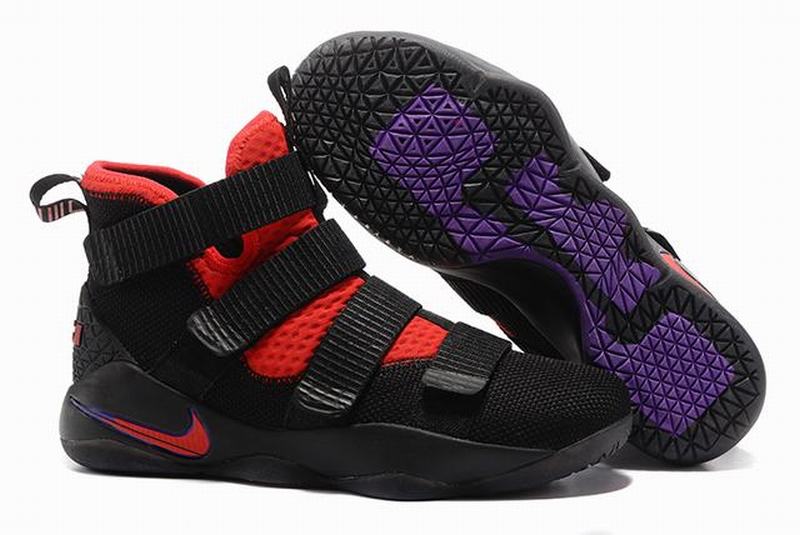 Nike Lebron James Soldier 11 Shoes Black Red Purple
